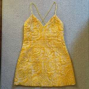 Alice + Olivia Yellow Brocade Dress